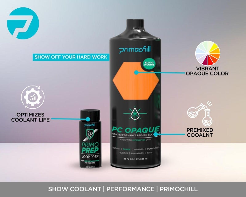 PrimoChill Opaque - Computer WaterCooling Show Coolant, Solid/Non-Transparent, Full Protection, Advanced User, PrimoPrep Included, Proudly Made in The USA (32oz/.9L) - Blood Orange - Image 2